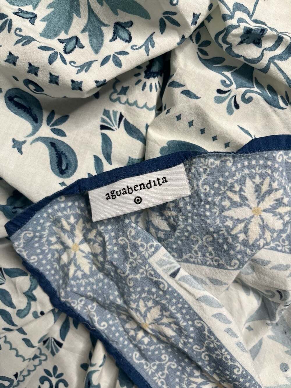 Agua Bendita Blue White Paisley Print Scarf